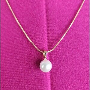 Gold Tone Necklace With Faux Pearl Pendant Fashion Jewerly